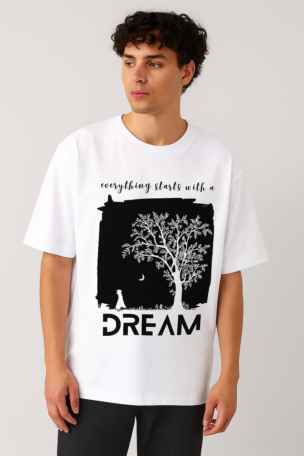ZVRØ Dreamscape White Unisex Oversized Tee – "Everything Starts with a Dream"