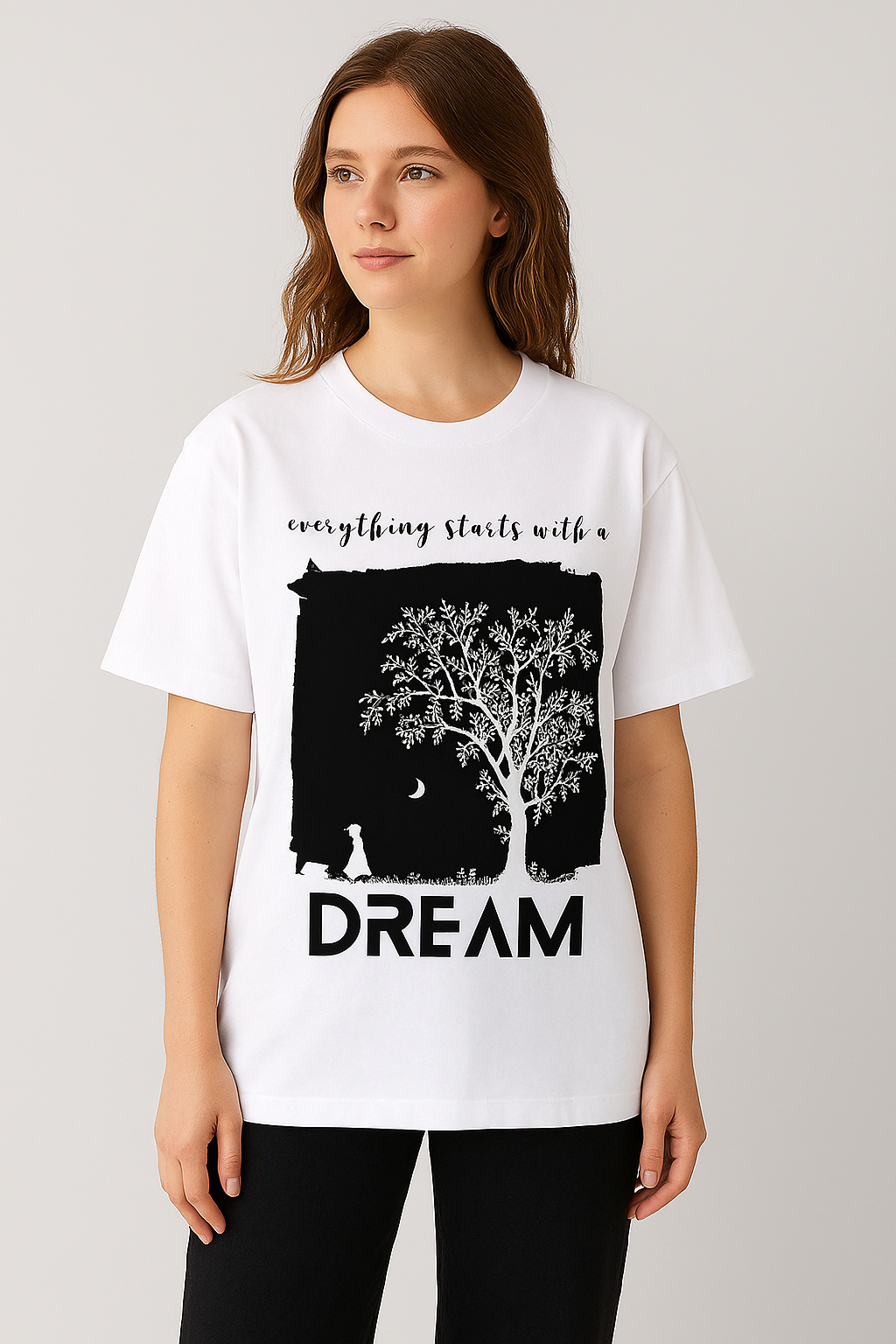 ZVRØ Dreamscape White Unisex Oversized Tee – "Everything Starts with a Dream"