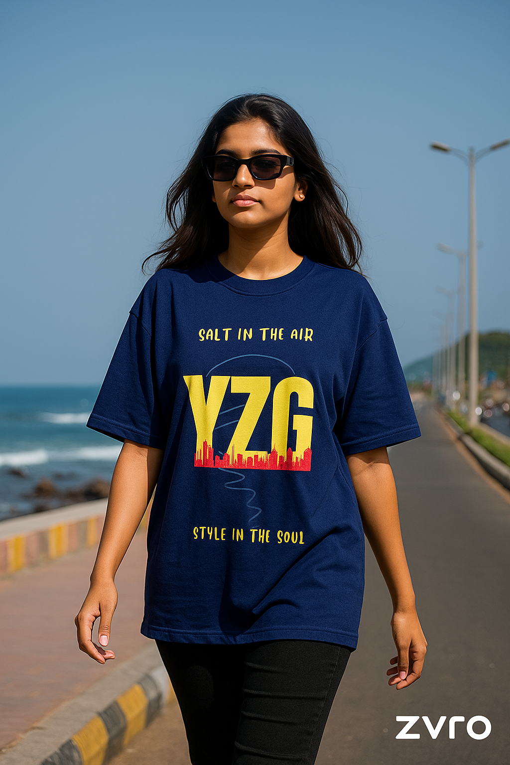 YZG Unisex Oversized T-Shirt – Salt in Sea, Style in Soul | ZVRØ x Vizag