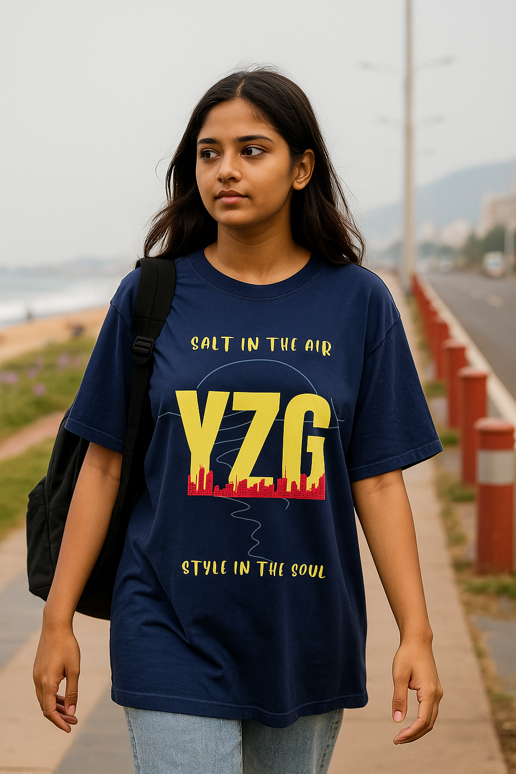 YZG Unisex Oversized T-Shirt – Salt in Sea, Style in Soul | ZVRØ x Vizag